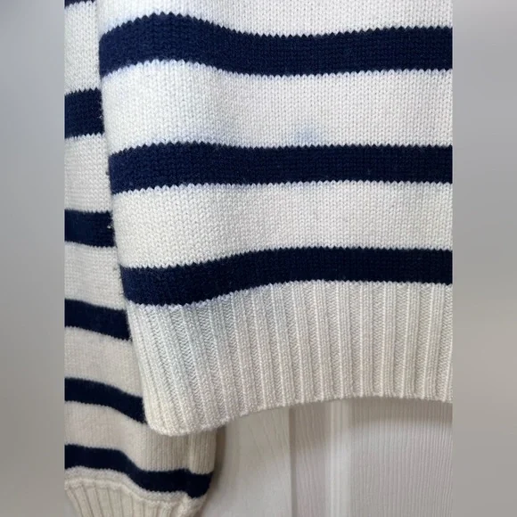 La Ligne Women's Crew Neck Sweater - Black and Cream Stripes Size Small - Picture 3 of 12